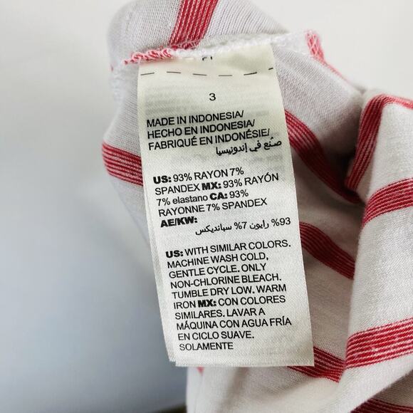 Chico's Size XL 16 3 Striped Cross-Back Slub Tee Top Red White Casual - Picture 4 of 4